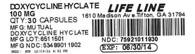 Doxycycline Hyclate 100mg #30 Label (Doxycycline 100mg)